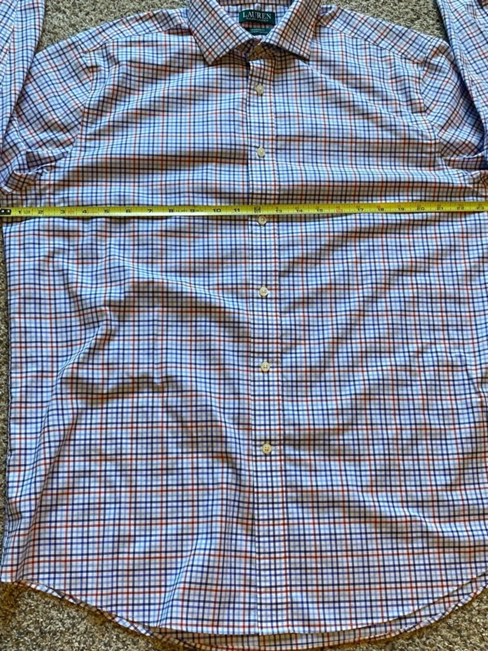 Lauren Ralph Lauren Men's Plaid Dress Shirt in White, Blue & Red Size 16.5
